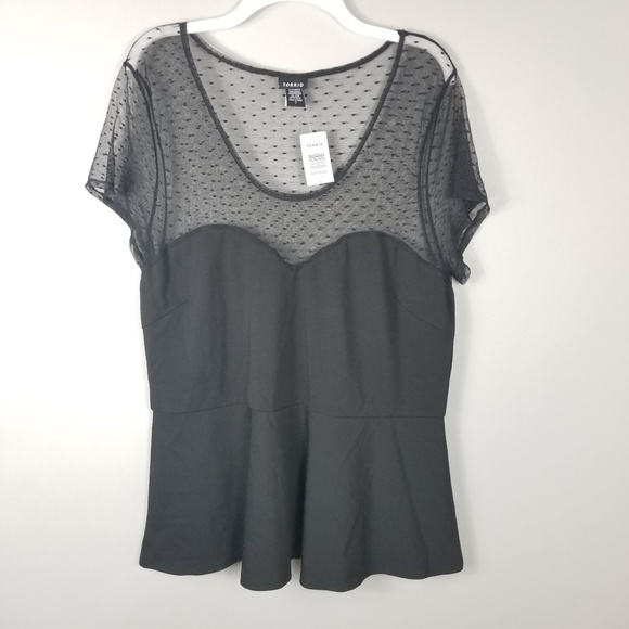 torrid Tops - Torrid Black Lace Peplum Sweetheart Top 2X Plus